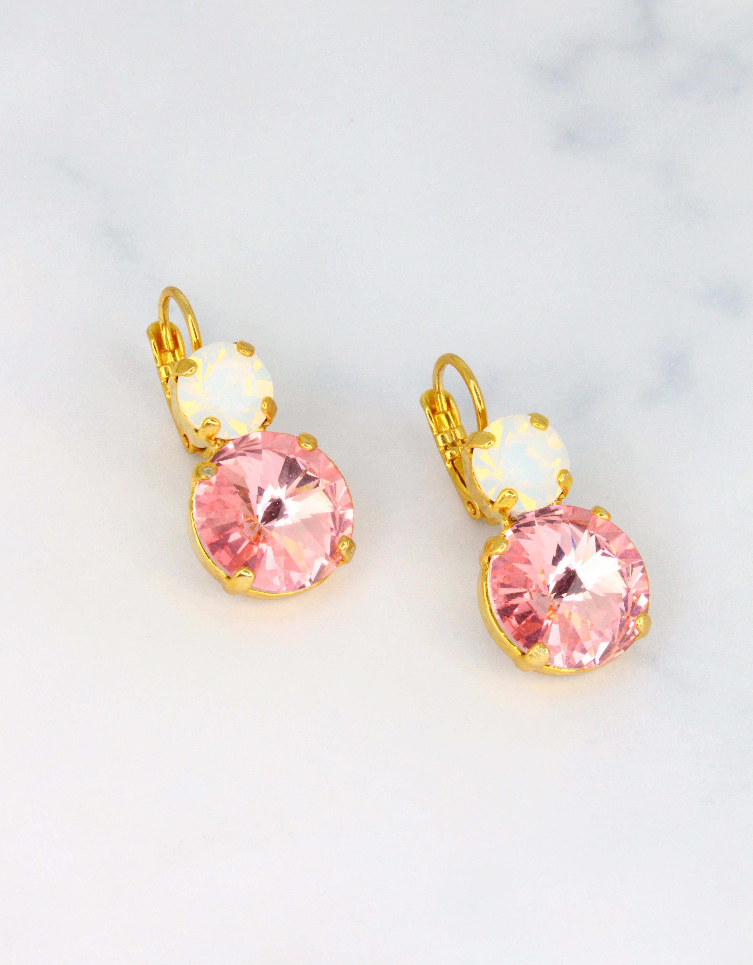 Light pink crystal best sale earrings